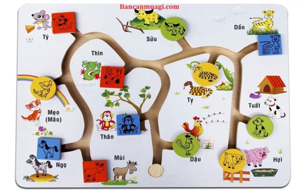 Đồ chơi Tìm hình 12 con giáp bằng Gỗ
